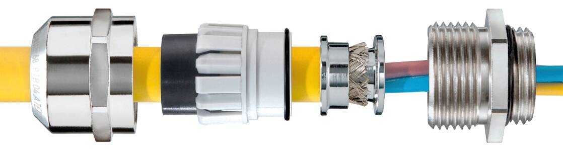 SPRINT EX EMC cable glands with earthing cones DIN 89345, ESSKE EMV-Z, stainless steel, metric