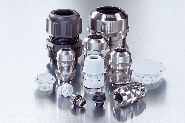 Cable glands made from plastic, brass and stainless steel